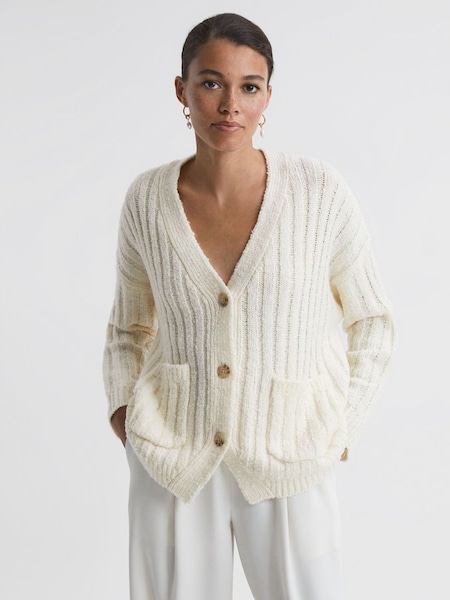 Relaxed Wool Blend Cardigan in Neutral (983634) | £78