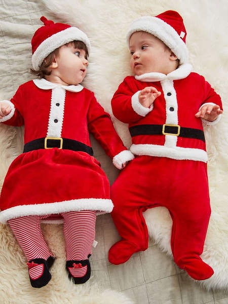 2-Piece Mrs Christmas Outfit Set in Red (9BZ869) | £26