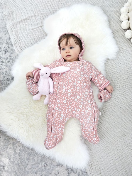 Mouse Print Cosy Pramsuit in Pink (9DN637) | £36.50
