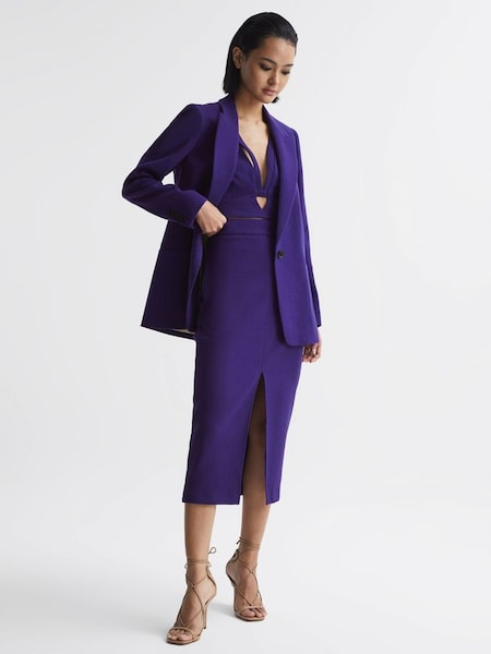 Slim Fit Single Breasted 100% Wool Blazer in Purple (A10231) | £130