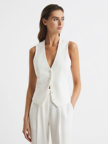 Tailored Waistcoat in White (A10468) | £120