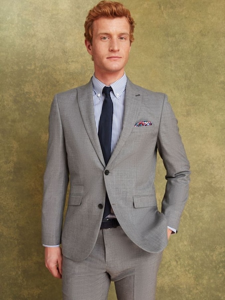 Light Grey Wool Slim Fit Suit: Jacket (A64799) | £200