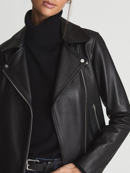 Leather Biker Jacket in Black (A75218) | £375