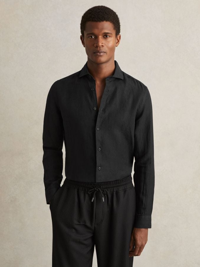 Buy Men s BLACK REGULAR Shirts Online Reiss UK