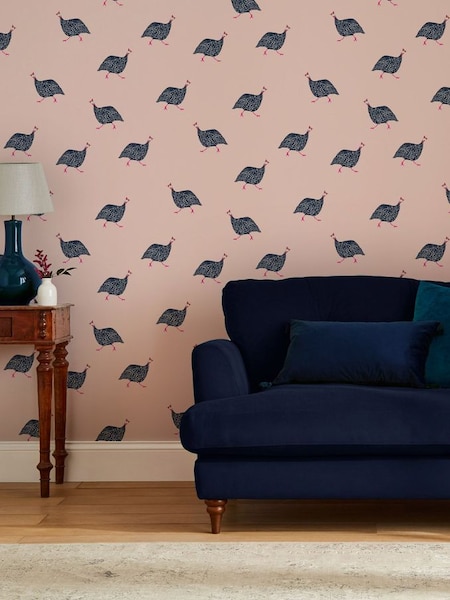 Blush Pink Guinea Fowl Wallpaper Wallpaper (A83669) | £48
