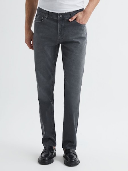 Slim Fit Washed Jersey Jeans in Grey (A85323) | £98