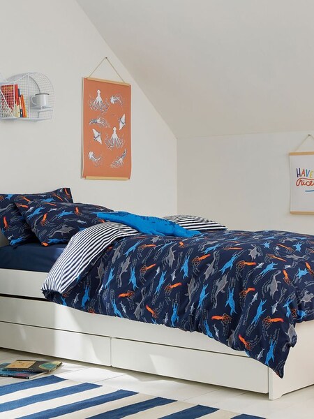 Blue Sea Monsters BCI Cotton & Recycled Polyester Duvet Cover and Pillowcase Set (A87823) | £45 - £55