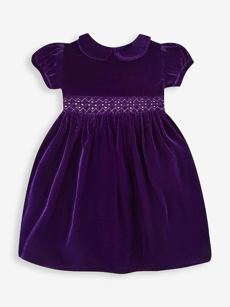 Purple Velvet Smocked Party Dress (A95229) | £16