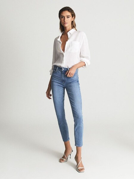 Paige High Rise Crop Skinny Jeans in Pale Blue (A96631) | £140