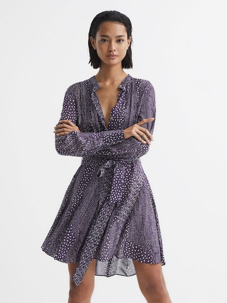 Printed Mini Dress in Purple (A97635) | £120