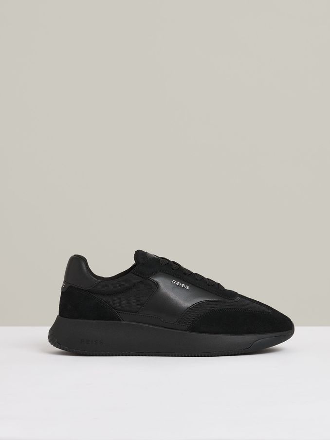 All black trainers leather store