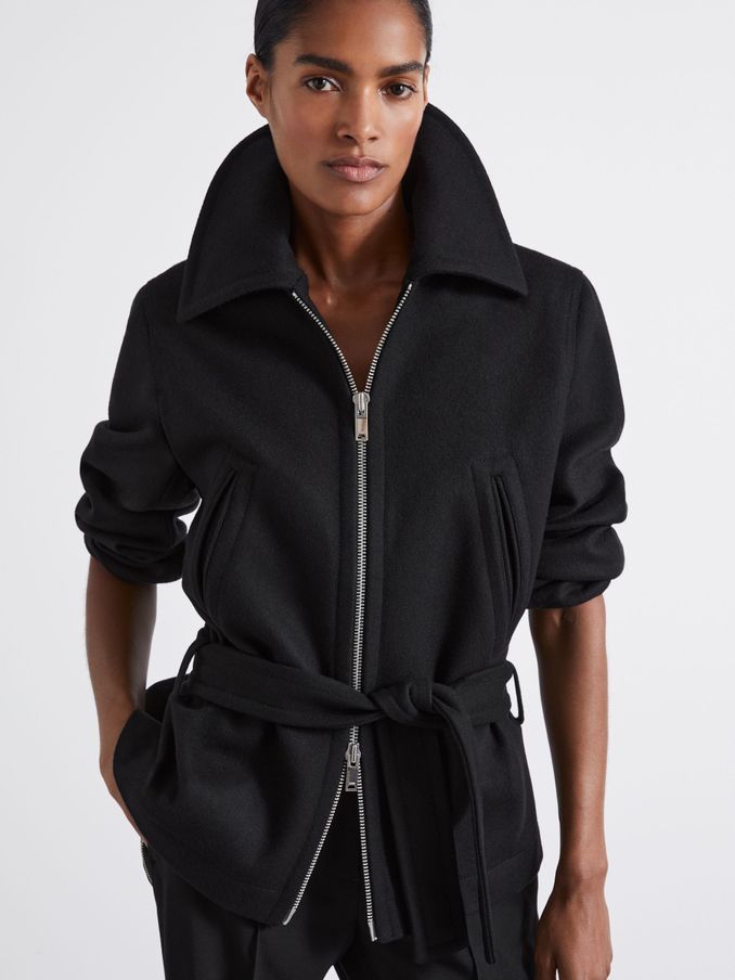 Womens wool coat with zipper discount