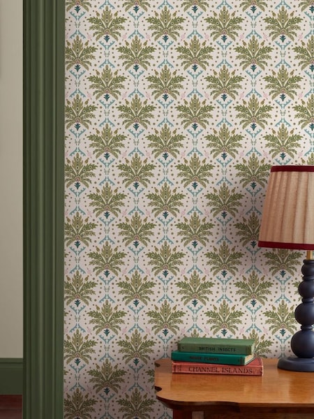 Cream/Multi Palm Geo Print 10M Wallpaper (AL7081) | £48