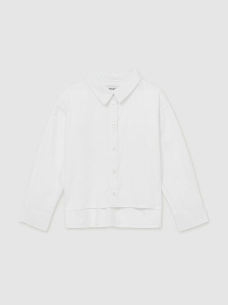 13-14 yrs Cotton-Poplin Button-Down Shirt in White (AT0680) | £43