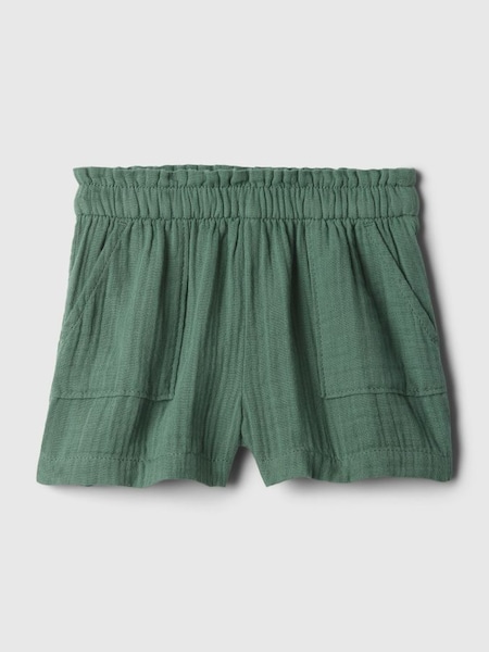 Green Crinkle Cotton Pull On Baby Shorts (12mths-5yrs) (B06080) | £12