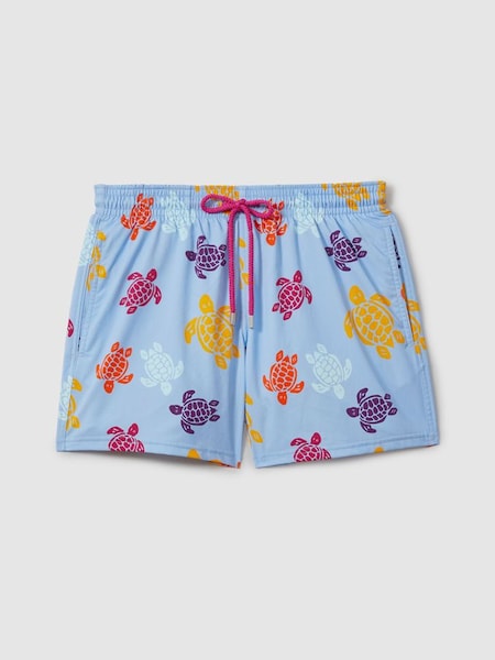 Vilebrequin Turtle Print Swim Shorts in Fleur De Lin Blue (B15862) | £230