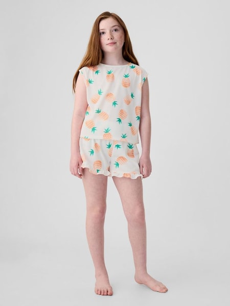 White Print Pyjama Sleeveless Shorts Set (B16371) | £20