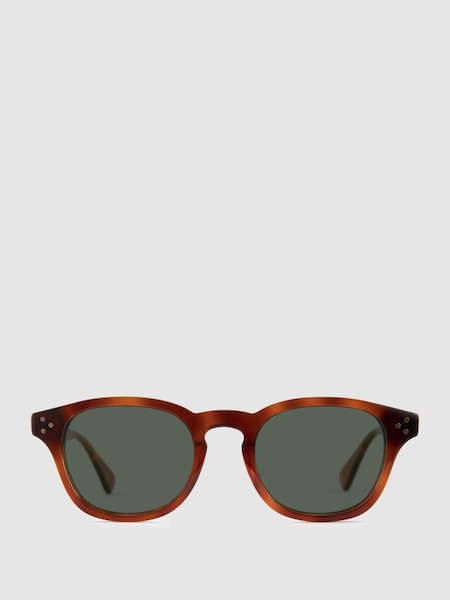 Curry and Paxton Rounded Acetate Sunglasses in Light Tortoise (B27242) | £209