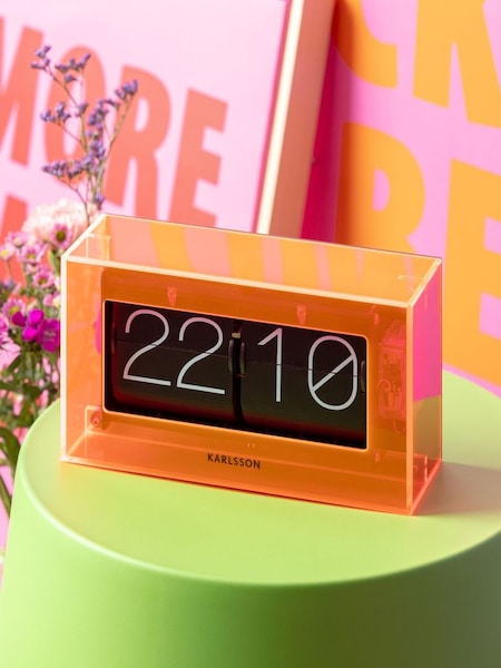 Karlsson Neon Orange Boxed Flip Table Clock (B28333) | £141