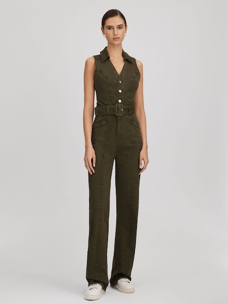 Paige Denim Jumpsuit in Olive (B30179) | £335