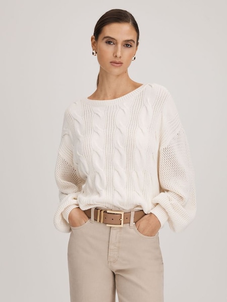 Paige Cotton Blend Knitted Jumper in Ivory (B30232) | £265
