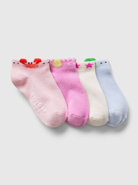 Pink Print Crew Socks 4 Pack (B30440) | £8