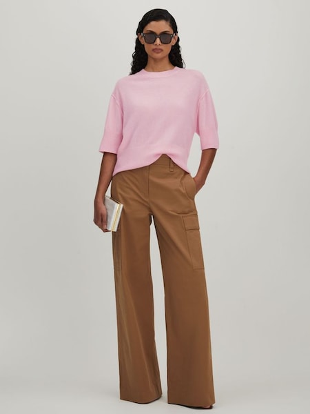 CRUSH Collection Cashmere Oversized T-Shirt in Pink (B34647) | £195