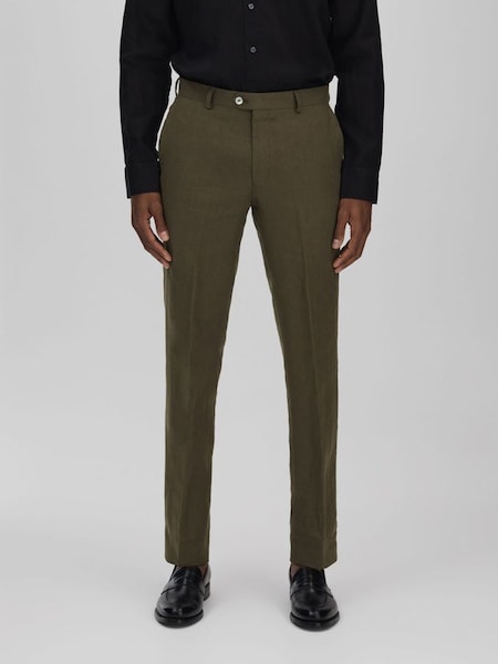 Oscar Jacobson Slim Fit Cotton Trousers in Green (B36365) | £199