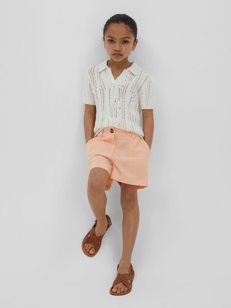 Junior Linen Loose Fit Shorts in Apricot (B38643) | £35