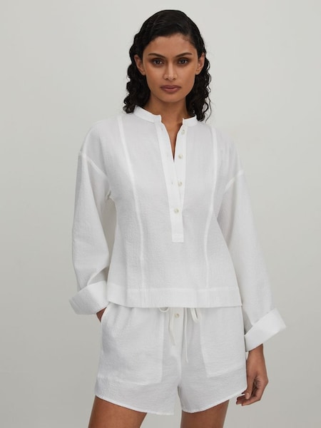 Bondi Born Hastings Relaxed Cotton Blend Shirt in White (B38771) | £235