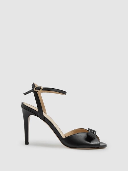 Camilla Elphick Black Leather Open-Toe Heels (B38877) | £310