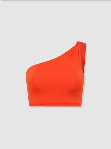 Bondi Born Cori One-Shoulder Bikini Top in Hot Orange (B41982) | £130