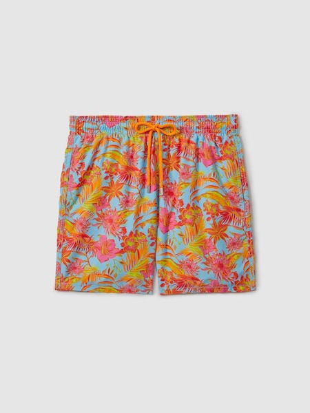 Vilebrequin Tropical Print Swim Shorts in Santorin Orange (B43660) | £115