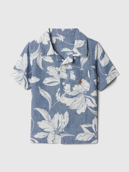 Blue Brannan Bear Short Sleeve Print Baby Oxford Shirt (12mths-5yrs) (B44596) | £18