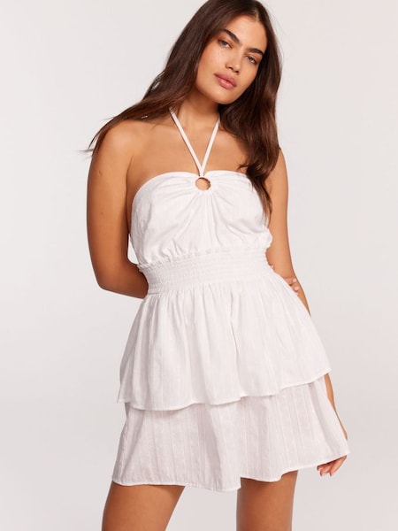 White Dobby Halterneck Beach Dress (B46450) | £45