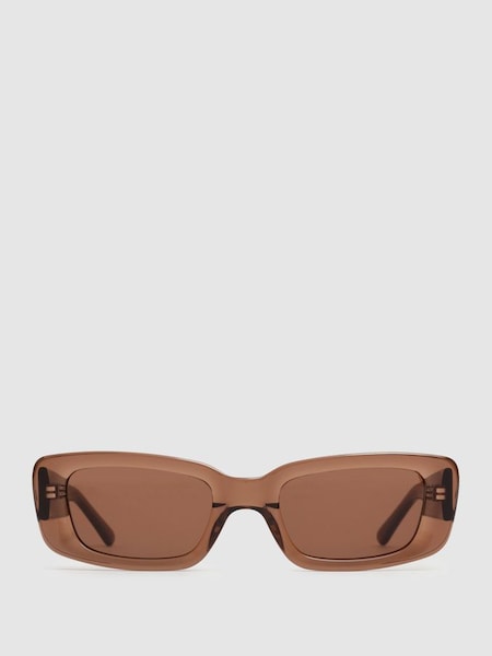 DMY Studios Transparent Rectangular Sunglasses in Brown (B46862) | £195