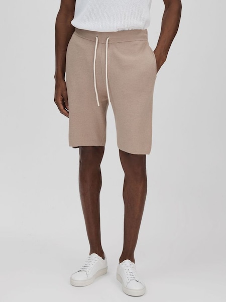 Paige Cotton-Linen Drawstring Knitted Shorts in Mocha (B48223) | £205