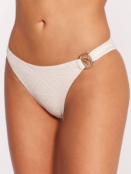 White Logo Hardware Crochet Brief Bikini Bottom (B48754) | £34
