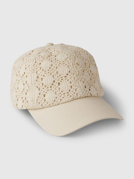 Cream Crochet Baseball Hat (B49747) | £20