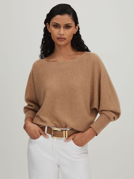 CRUSH Collection Cashmere Batwing Jumper in Soft Camel (B52105) | £250