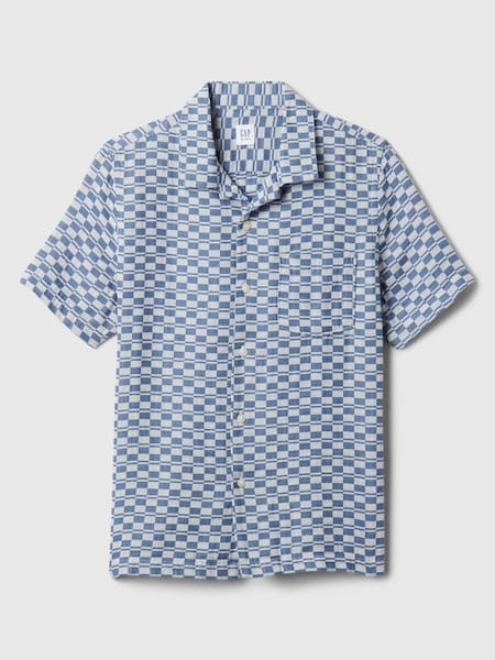 Blue Crinkle Cotton Short Sleeve Shirt (4-13yrs) (B52289) | £18