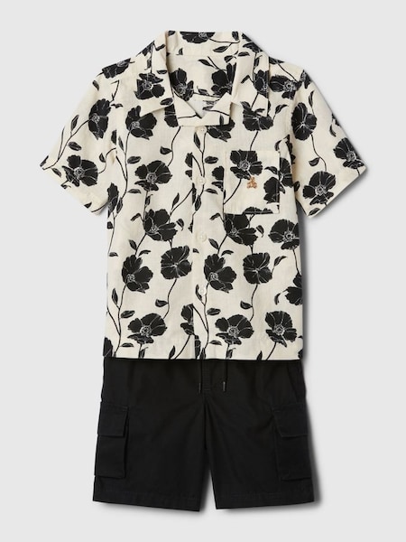 Black Linen-Cotton Cargo Outfit Set (12mths-5yrs) (B53515) | £35