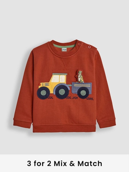 Rust Tractor & Trailer Sweatshirt With Pet In Pocket (B56235) | £25