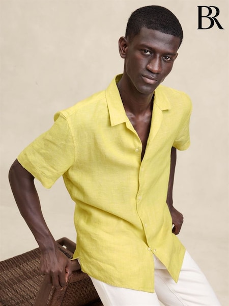 Banana Republic Yellow Castelleto Linen Resort Shirt (B58884) | £70