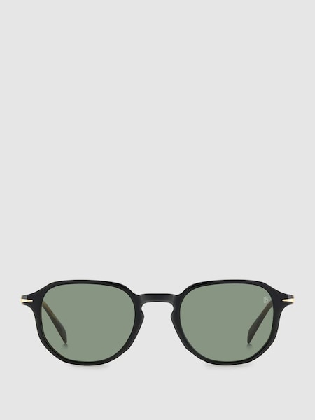 Eyewear by David Beckham Round Sunglasses in Black (B61722) | £199