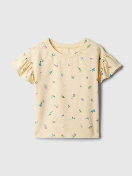 Yellow Floral Print Short Flutter Sleeve Crew Neck T-Shirt (Newborn-5yrs) (B63243) | £8