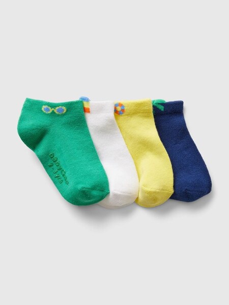 Green Print Crew Socks 4 Pack (B66422) | £8