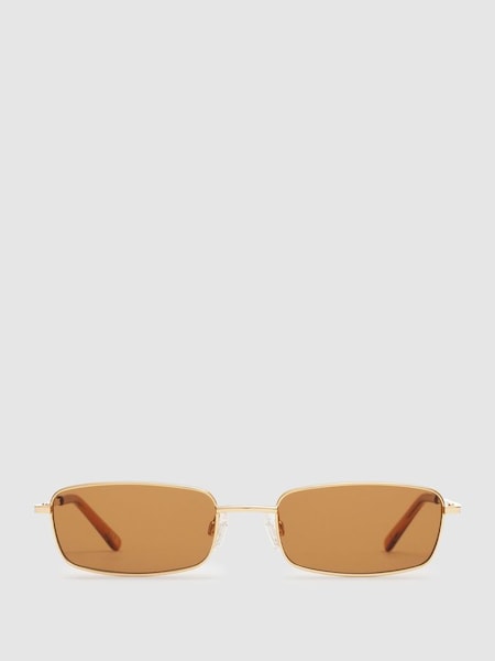 DMY Studios Thin Steel Frame Sunglasses in Brown (B69517) | £175