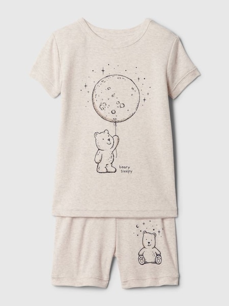 Beige Organic Cotton Brannan Bear Graphic Short Pyjama Set (12mths-5yrs) (B70646) | £18
