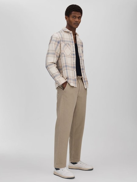 Wax London Cotton Drawstring Trousers in Light Khaki (B70936) | £100